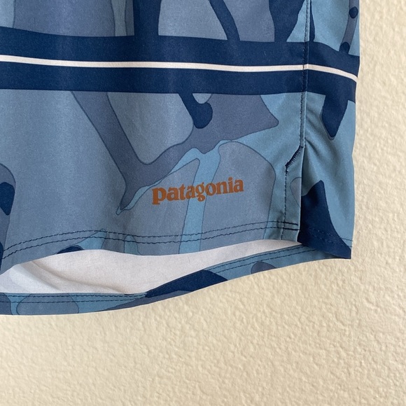 Patagonia Plane stretch Blue and Orange Board Shorts Quick-Dry Swimwear - Picture 3 of 8